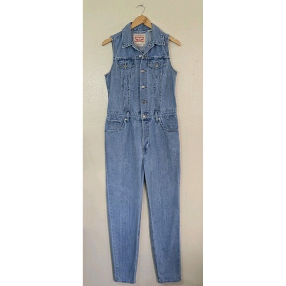 Levi's Pants - Levi's Sleeveless Jumpsuit Womens Size Small Button Down Premium Quality Blue